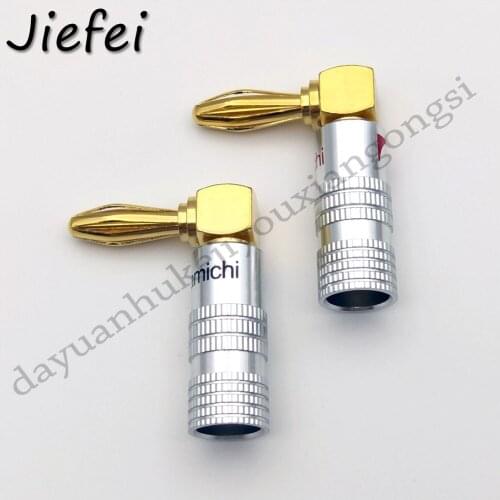 100pcs 24K Gold Plated Right Angle Screw 4MM Nakamichi Banana Plug Selling
