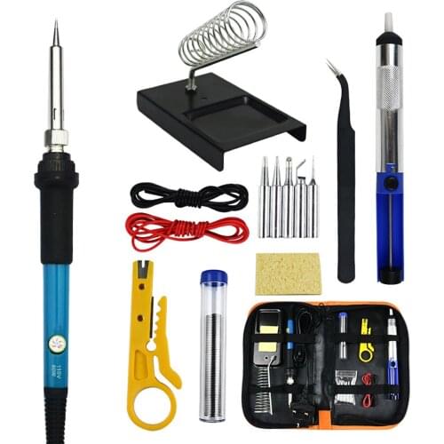 15 PCS Soldering Gun Kit 60W Soldering Gun Adjustable Temperature Fast Heating Ceramic Core Electric Soldering Iron Welding Tool
