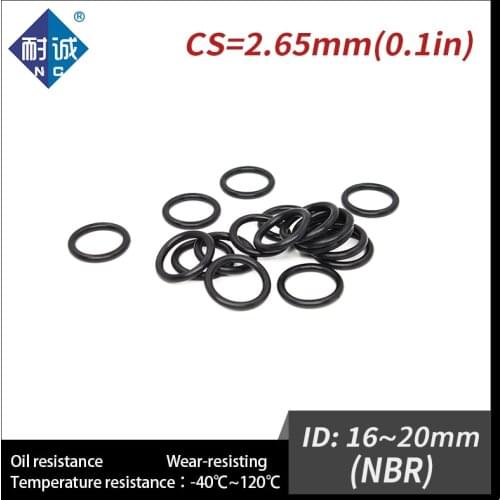 20PCS/lot Rubber Black NBR CS2.65mm ID16/17/18/19/20mm O Ring Gasket Oil resistant waterproof