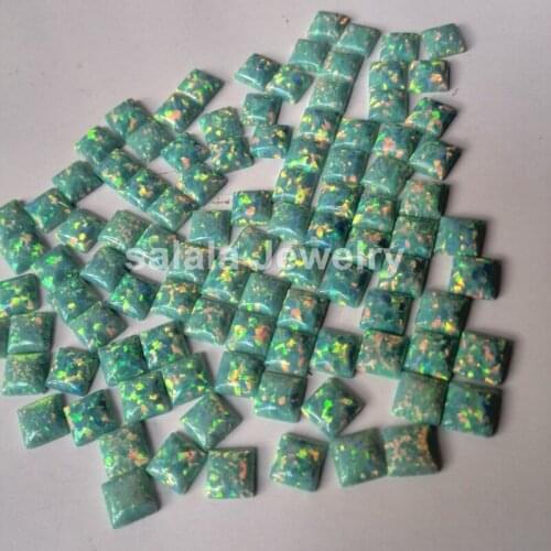 200pcs/lot Free Shipping Wholesale 5mm Square Opal . Synthetic Moon Yellow Square Cabochon Opal Stone