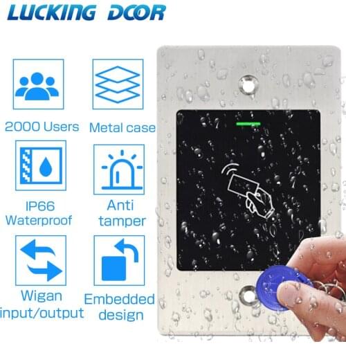 2000 user IP66 Waterproof Metal RFID reader Access Control RFID 125KHZ Reader Embedded RFID Access controller