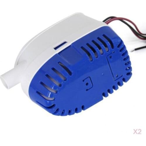 2x Automatic Submersible Bilge Pump 24-Volt 1100GPH Boat Accessories White+Blue