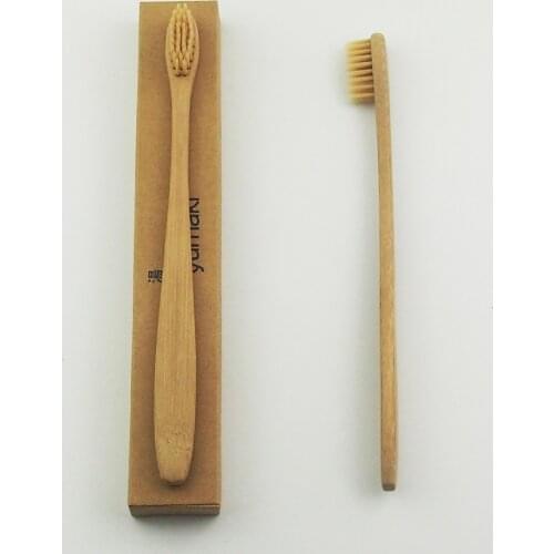 50 Pieces/lot Extra Slim Beige Crown Environmentally Wood Toothbrush Bamboo Toothbrush Soft-Bristle Capitellum Bamboo Fibre