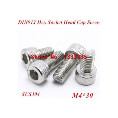 500pcs M4*30 Hex socket head cap screw, DIN912 304 stainless steel Hexagon Allen cylinder bolt, cup screws