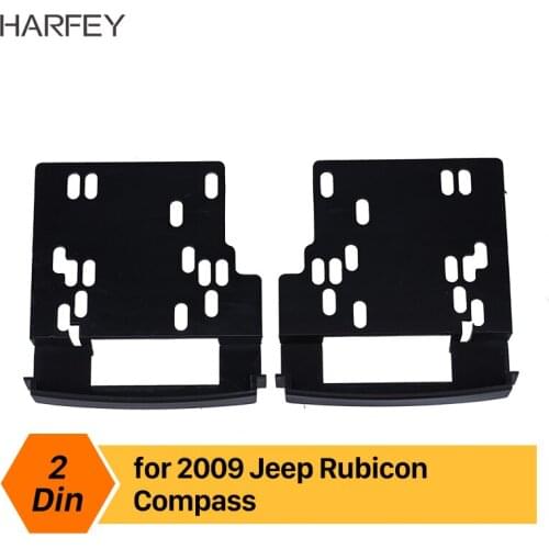 Harfey 173*98mm 2Din Car Radio Fascia for 2009 Jeep Rubicon Compass Decorative Frame Dash CD Fitting Kit Installation Cover Trim