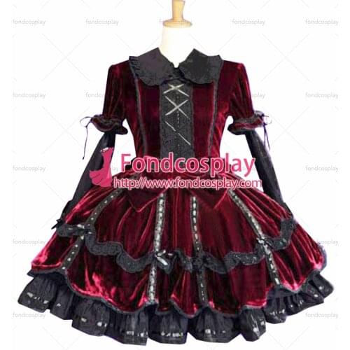 Sissy Maid Gothic Lolita Punk Fashion Velvet Dress Cosplay Costume Tailor-made[CK751]
