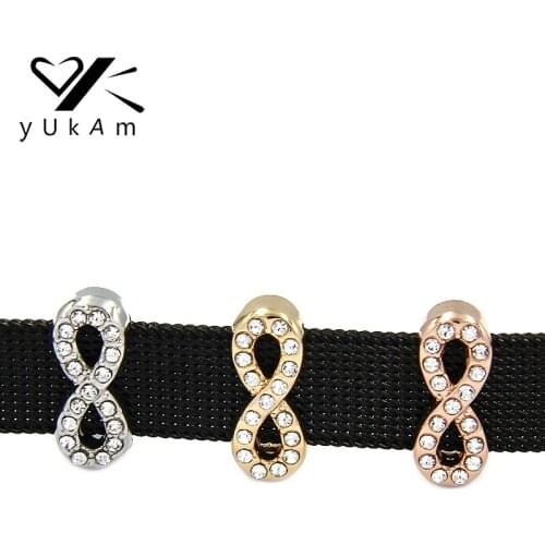YUKAM Slider Keys Rhinestones Full Crystal Infinity Slide Charms Keepers for Leather Wrap Infinity Love Bracelets Jewelry Making