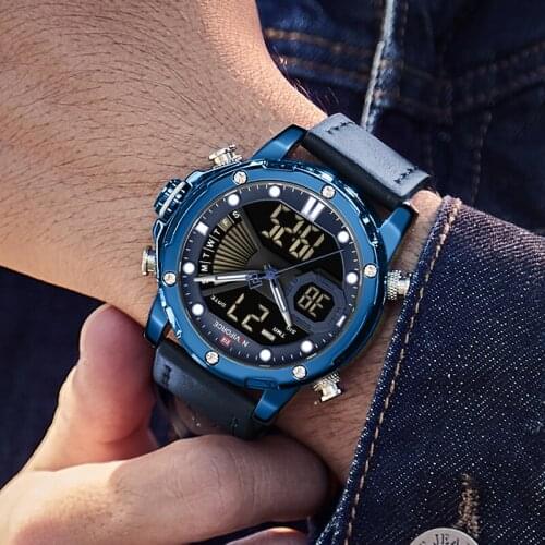 New NAVIFORCE Men Watch Top Luxury Brand Man Military Sport Quartz Wrist Watches Leather LED Digital Clock Relogio Masculino2020
