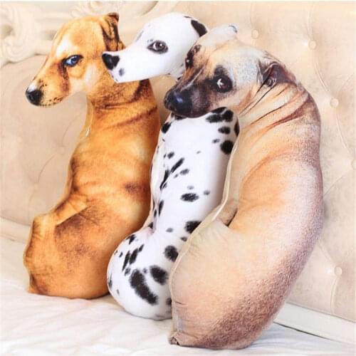Dog Shaped Pilow PP Cotton 3D Simulation Short Plush Animal Shaped Sofa Cushion Aduits Kids Cartoon Toys Decorative Throw Pillow