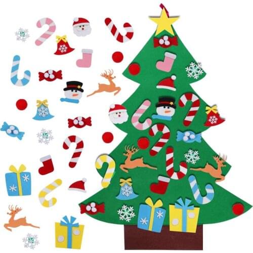 DIY Christmas Tree with 26Pcs Ornaments Wall Decor with Hanging Rope for Kids Xmas Gifts Home Door Decoration