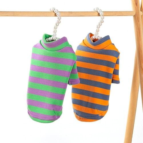 Cat Dog T-shirt Striped Breathable Cotton Clothes Soft Warm Pet Supplies For Autumn Winter Striped Loose-fitting Sleeved Jacket