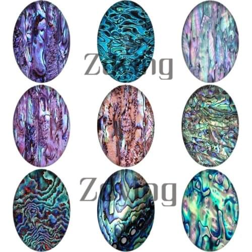 Zdying 10pcs Abalone Shell Oval Glass Photo Cabochons Beads Dome Jewelry Making Findings For DIY Brooch Necklace Charm