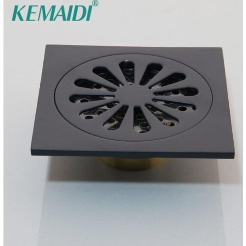 KEMAIDI Bathroom Accessory Floor Drain Bathroom Black Bronze Flower Carved Drain Shower Waste Drainer Art Floor Drain