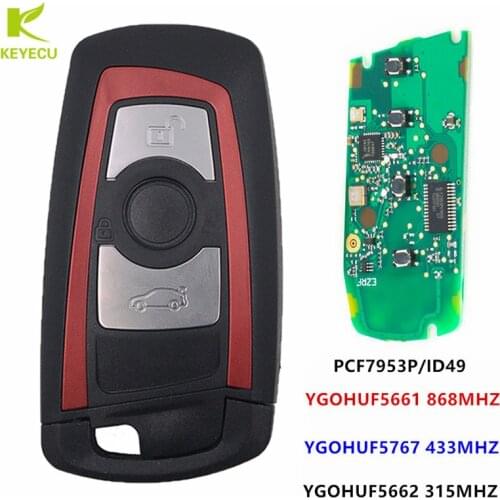 KEYECU Red Smart Remote Key Fob 315MHz YGOHUF5662,434MHz HUF5767,868 MHz HUF5661 For BMW F Chass 5 7 Series FEM / BDC CAS4 CAS4