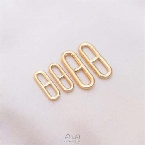 Copper bag 14K gold figure 8 Japanese button bracelet necklace chain connector earring earrings pendant accessories