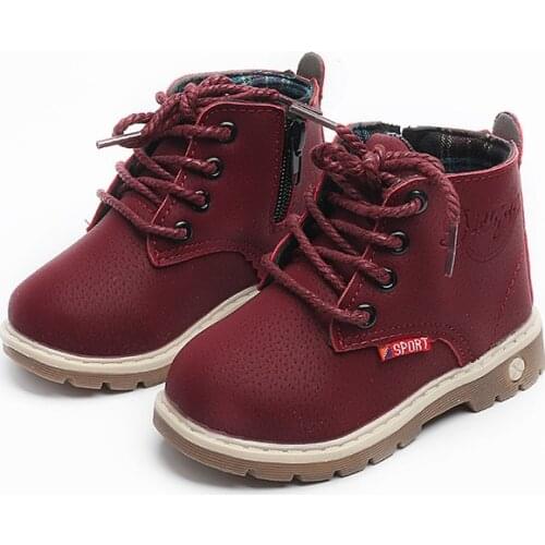 JGVIKOTO Fashion Boys Girls Winter Boots Kids Martin Boots Classical Design Children Martin Shoes Hot Sale Lace-up With Zip Warm