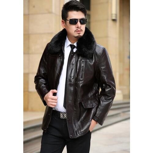 Winter thicken warm motorcycle mens leather jacket and coats plus velvet jaqueta de couro masculino motoqueiro detachable colla