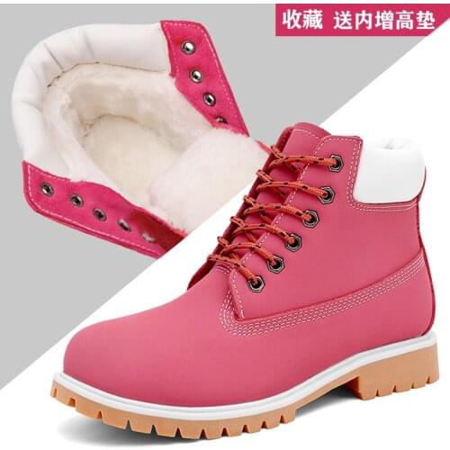 Mens and womens fashionable outdoor Martin boots, high-end leather work boots, lovers Plush warm motorcycle boots