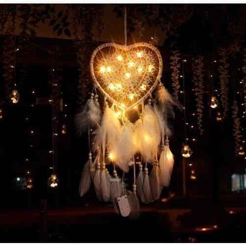 Wall Dreamcatcher Led Handmade Feather Dream Catcher Braided Wind Chimes Art For Dreamcatcher Hanging Car Home Decoration