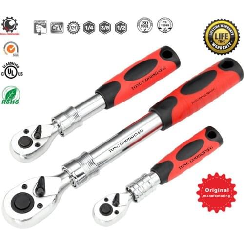 1/4", 3/8" 1/2" Drive Professional 74 Tooth Adjustable Ratchet Wrench Socket Wrenchs,Car Repair Tools Hand Tools,Quick Release