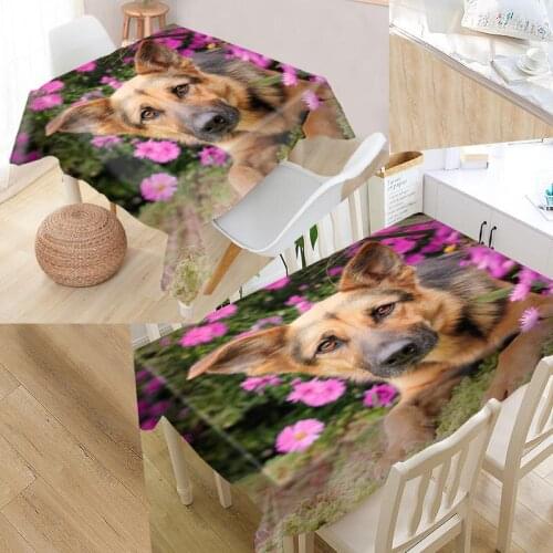Custom German Shepherd Dog Table Cloth Oxford Fabric Rectangular Waterproof Oilproof Table Cover Family Party Tablecloth