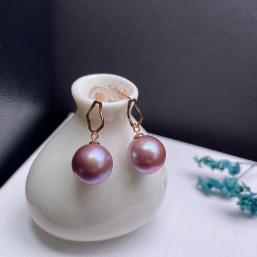 Shilovem 18k yellow gold Natural freshwater pearls Drop Earrings fine Jewelry women trendy wedding plant new myme10-10566682zz