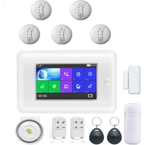 SmartYIBA wireless wifi 3G gsm alarm system TFT display door sensor home security alarm systems Wired Siren Kit SIM SMS Alarm