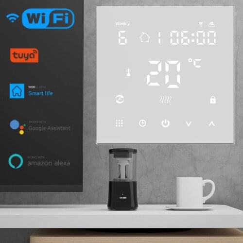 WiFi Smart Thermostat Temperature Controller for Electric Floor Heating Water Gas Boiler LCD Touch Screen with Alexa Google Home