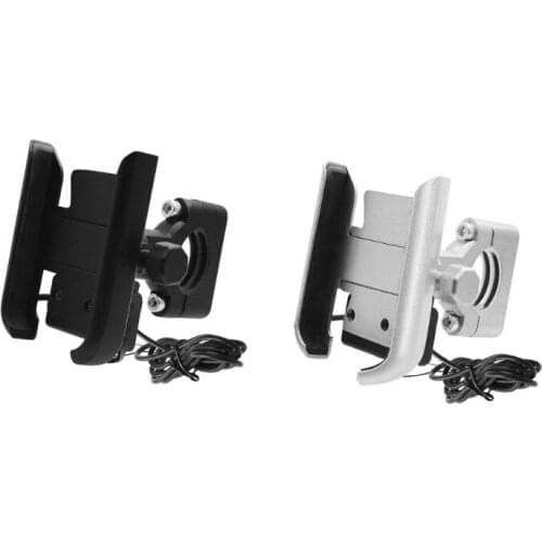 Universal 12V Metal Motorcycle Smart Phone Mount Holder Bracket with USB Charger for 4-6.5inch Cellphone