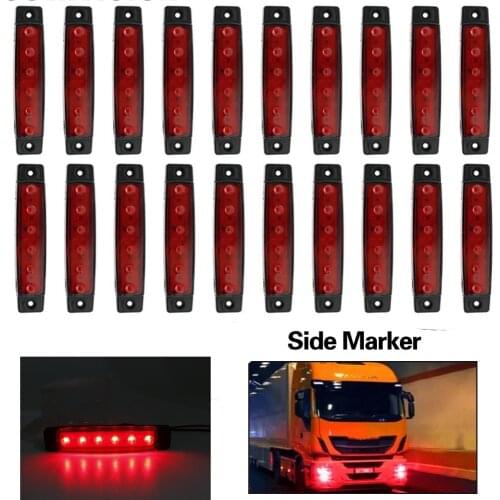 20pcs Car External Lights LED 24V 6 SMD LED Auto Car Bus Truck Lorry Side Marker Indicator low Led Trailer Light Rear Side Lamp