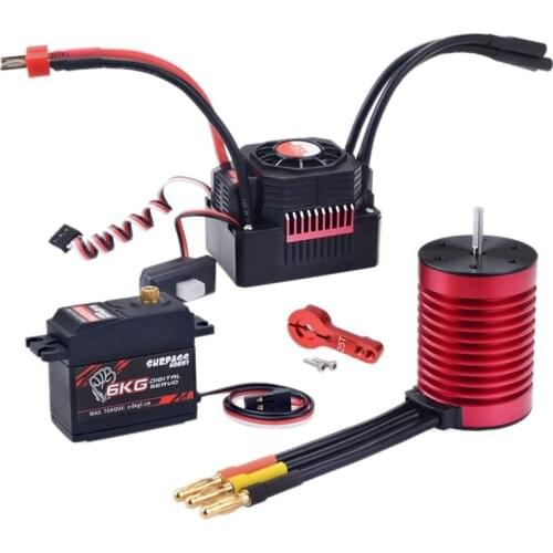 SURPASS HOBBY Waterproof Combo F540 4370KV Brushless Motor/45A ESC+S0600M 6KG Servo for 1/10 RC Car Tamiya Axial Redcat