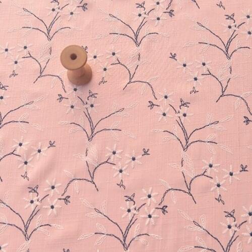 High quality slub cotton fabric Orange blossom cluster tissu clothing one-piece dress patchwork