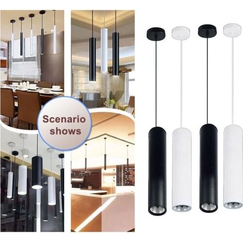 High quality modern minimalist cafe chandeliers led restaurant COB spotlights long tube hanging lamp bar table cylindrical mount
