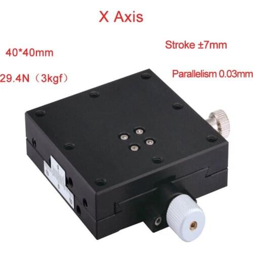 X Axis 40*40mm Cross Rail Manual Linear Stage Platform Sliding Table PLWFX40-L/R