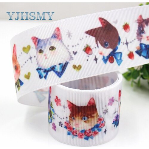 YJHSMY G-18604-357,10 yards 38 mm Cat Ribbons Thermal transfer Printed grosgrain Wedding Accessories DIY handmade material