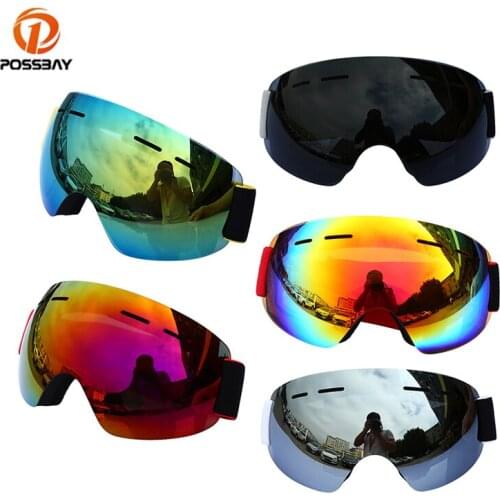 POSSBAY 1Pc Motorcycle Eyewear Colorful Dual-layer Snowboard Snowmobile Ski Goggles UV Protection Motorcycle Goggles Glasses