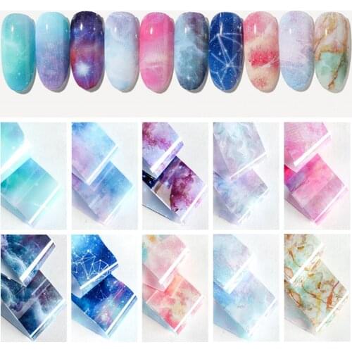 10 sheet 4*50CM Star Sky Marble Series Nail Foil Dream Catcher Transfer Sticker Nail Art
