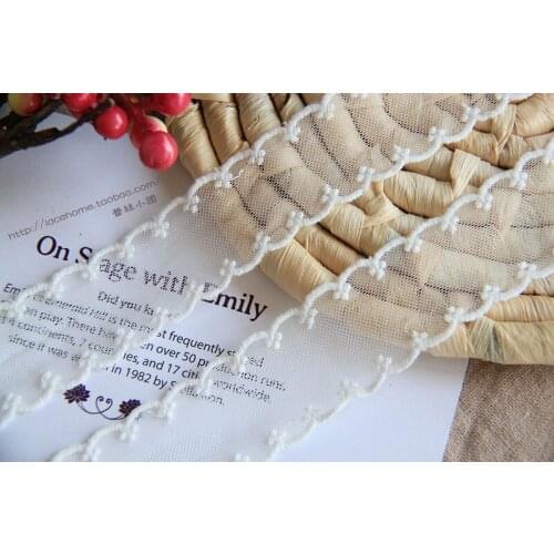 10Yard/Lot White handmade DIY Bilateral lace trim mesh embroidery 3cm lace fabric wedding dress garment accessories