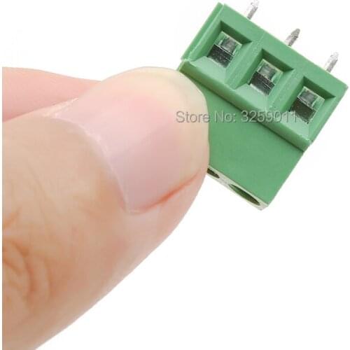 500PCS Screw Terminal Block Connector 300V 10A 5.0mm KF 128-5.0-3P Green Iron 3pin 22-12 AWG