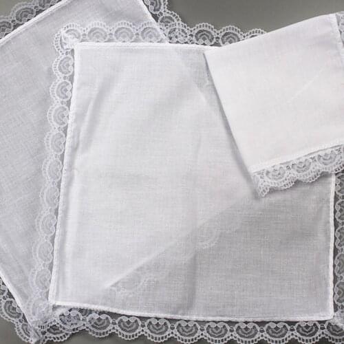 10x DIY Ladies White Hankies Party Wedding Handkerchiefs 100% Cotton Hanky