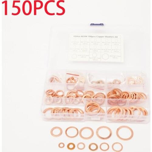 150PCS Copper Sealing Solid Gasket Seal Ring Flat Copper Washer Sump Boat Crush Flat Seal Ring Tool Hardware Accessories