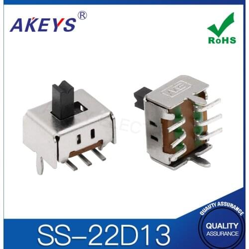 SS-22D13 (2P2T) Six Pin two gear vertical Toggle Switch with shrapnel double row patch pin SS-22D07