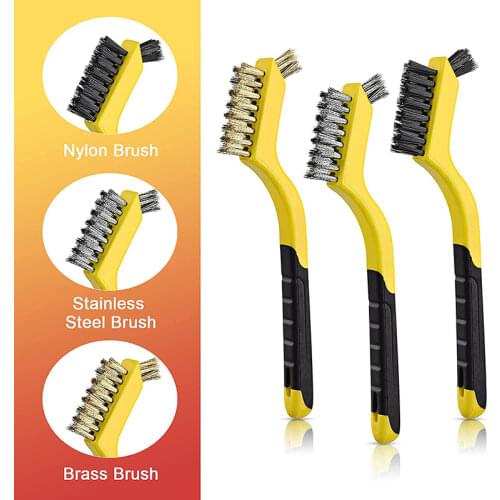 3Pcs/lot Stainless Steel Rust Brush Brass Cleaning Polishing Detail Metal Brush Wire Toothbrush Cleaning Tool Family Kit