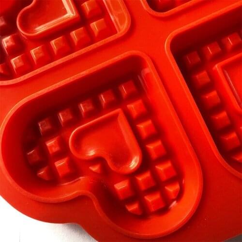 4-cavity heart-shaped waffle mold, pastry mold, silicone cold soap mold, cake pan mold, food grade