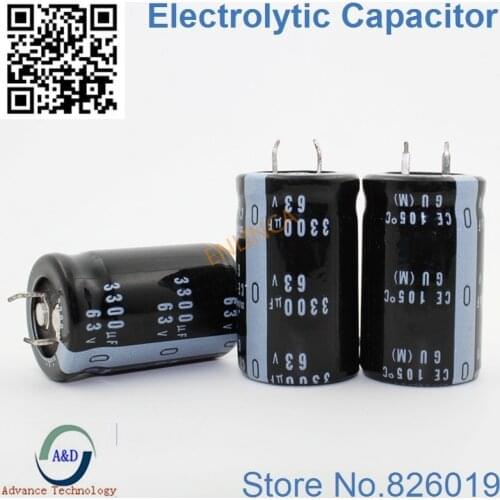 5pcs/lot 63V 3300UF Radial DIP Aluminum Electrolytic Capacitors size 22*30 3300UF 63V Tolerance 20