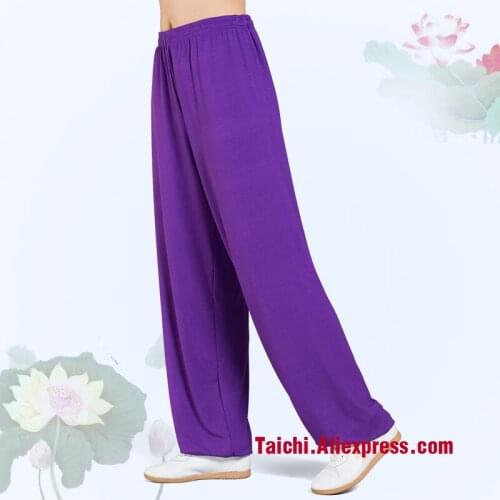 Modal Tai Chi Pants Woman And Man Wu Shu Pants Spring And Summer Martial Art Yoga Pants pink blue rose black orange voilet