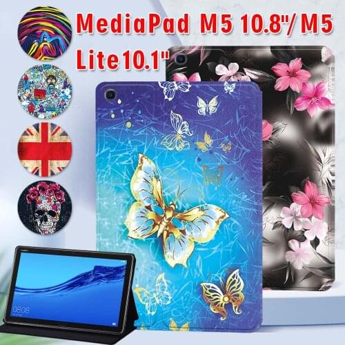 Tablet Stand Cover Case for Huawei MediaPad T5 10 10.1" / MediaPad M5 10.8" Fashion Print Pattern Protective Shell