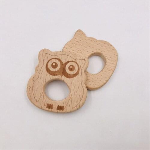 Wooden Teether Wood Pendant Teething Toys Cute Animal Shape Food Grade Materials Organic Chew Gift Baby Teethers BPA Free