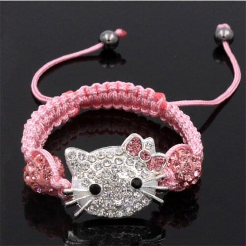 Kids Bracelet Gifts 1pcs Shambhala Child Cat Head Bracelet Charm Bracelet Jewelry