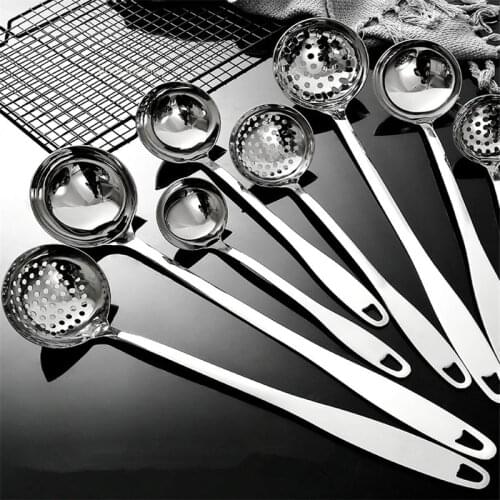 Stainless Steel Colander Soup Spoon Shell Filter Dessert Long Handle Strainer Skimmer Porridge Spoons Cooking Tools Dinnerware